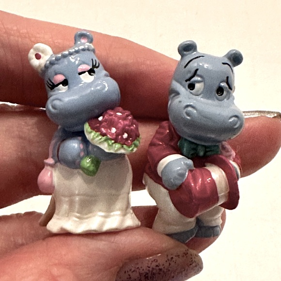 Kinder Surprise Happy Hippo Marriage Wedding Party Toys Cake Toppers Lot of 5 - Picture 3 of 5